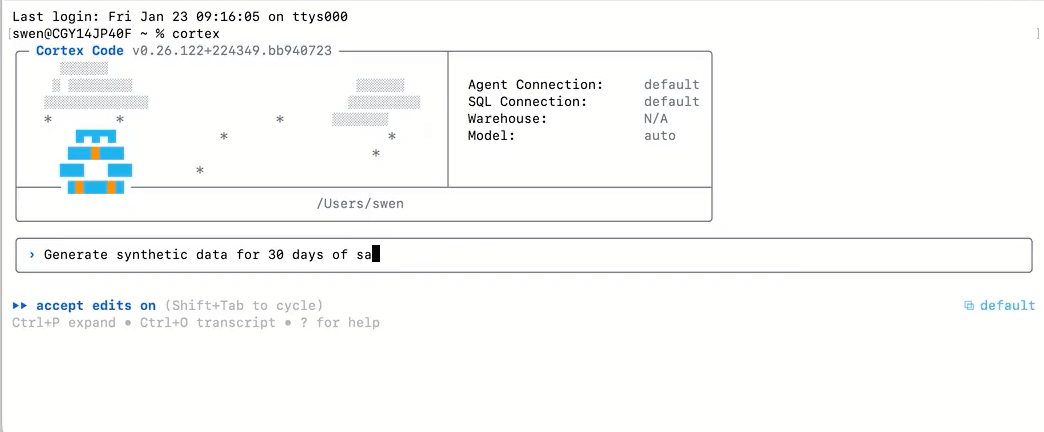 Snowflake Cortex CLI preview