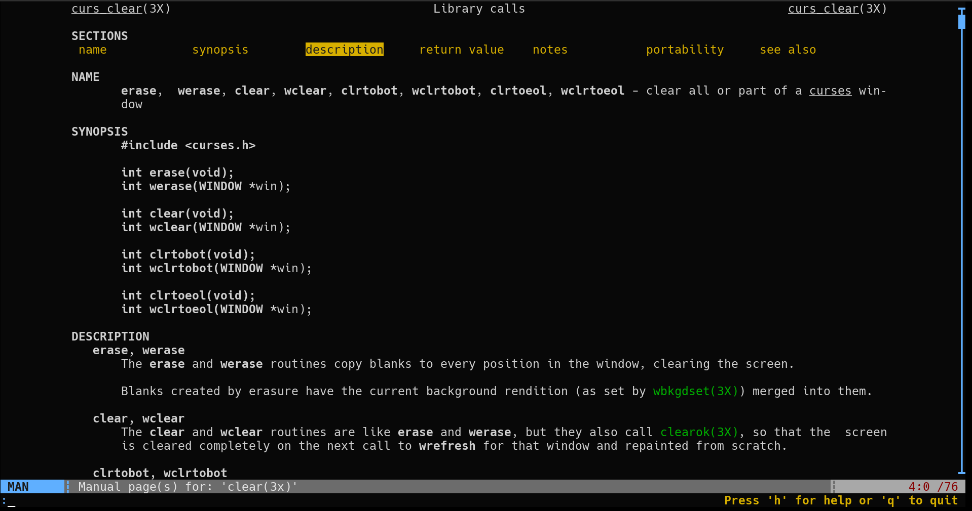 A full-featured man page viewer for our terminals.