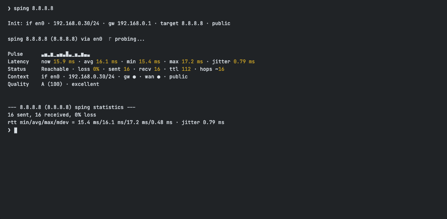 sping - An improved ping(8) with network graph visualizations and diagnostics.