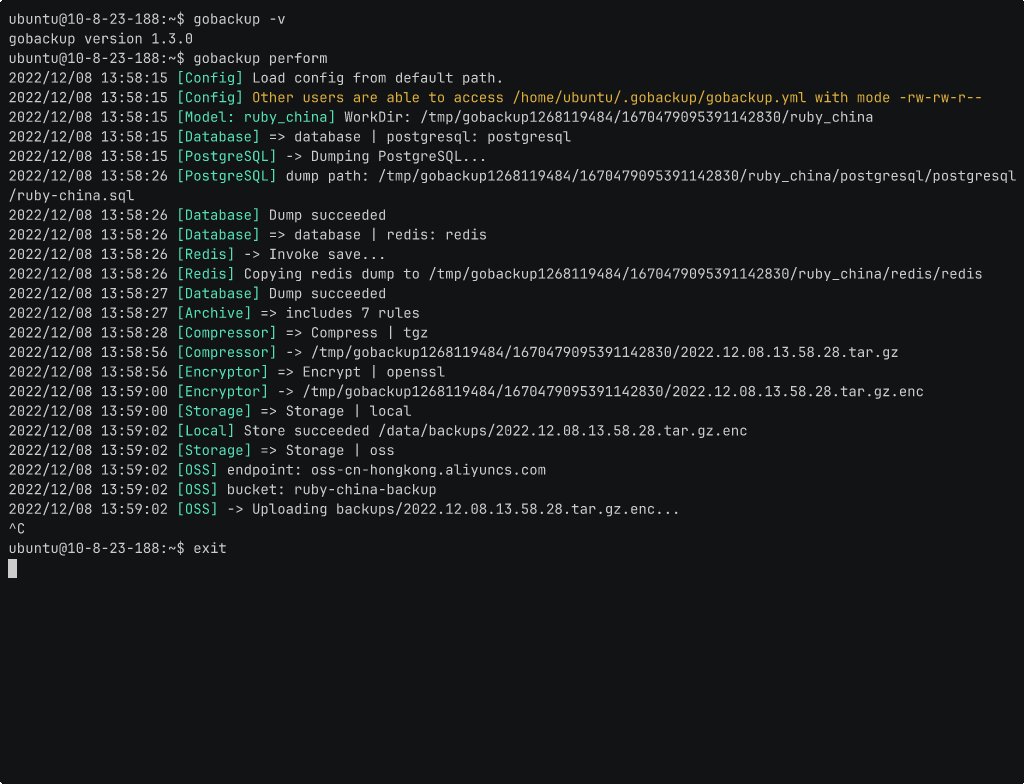 gobackup - A CLI tool to backup your databases, files to cloud storage.
