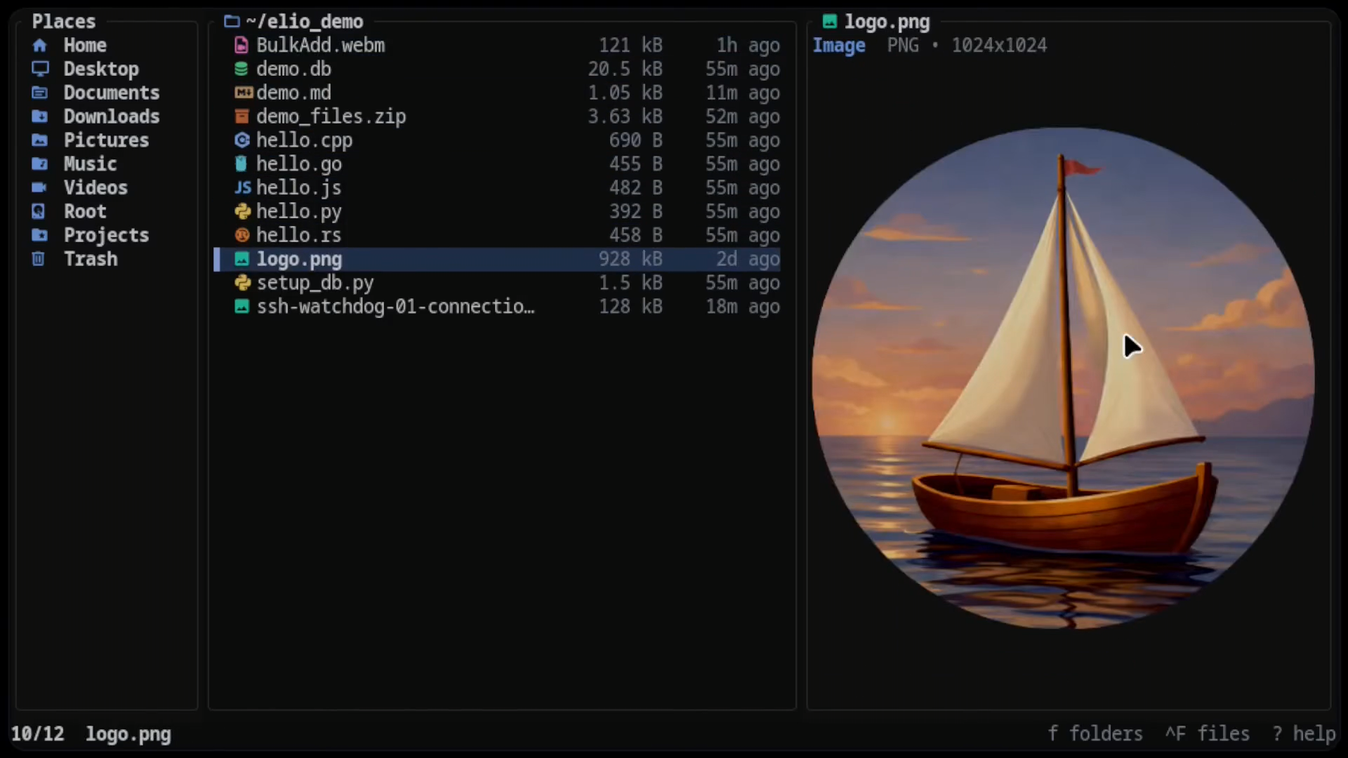 elio - A terminal-native file manager with rich previews.