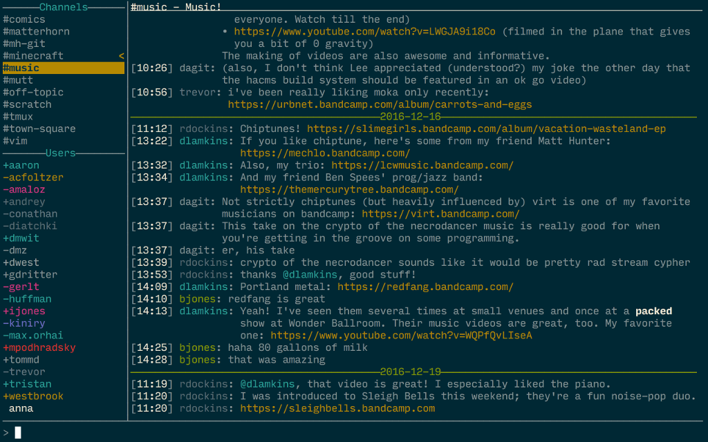 matterhorn - A featured rich terminal client for the Mattermost chat system.