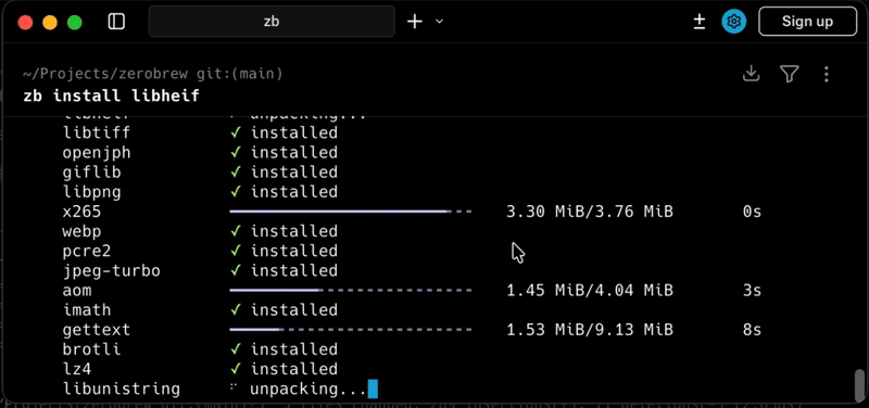 zerobrew - A drop-in, 5-20x faster, experimental Homebrew alternative.