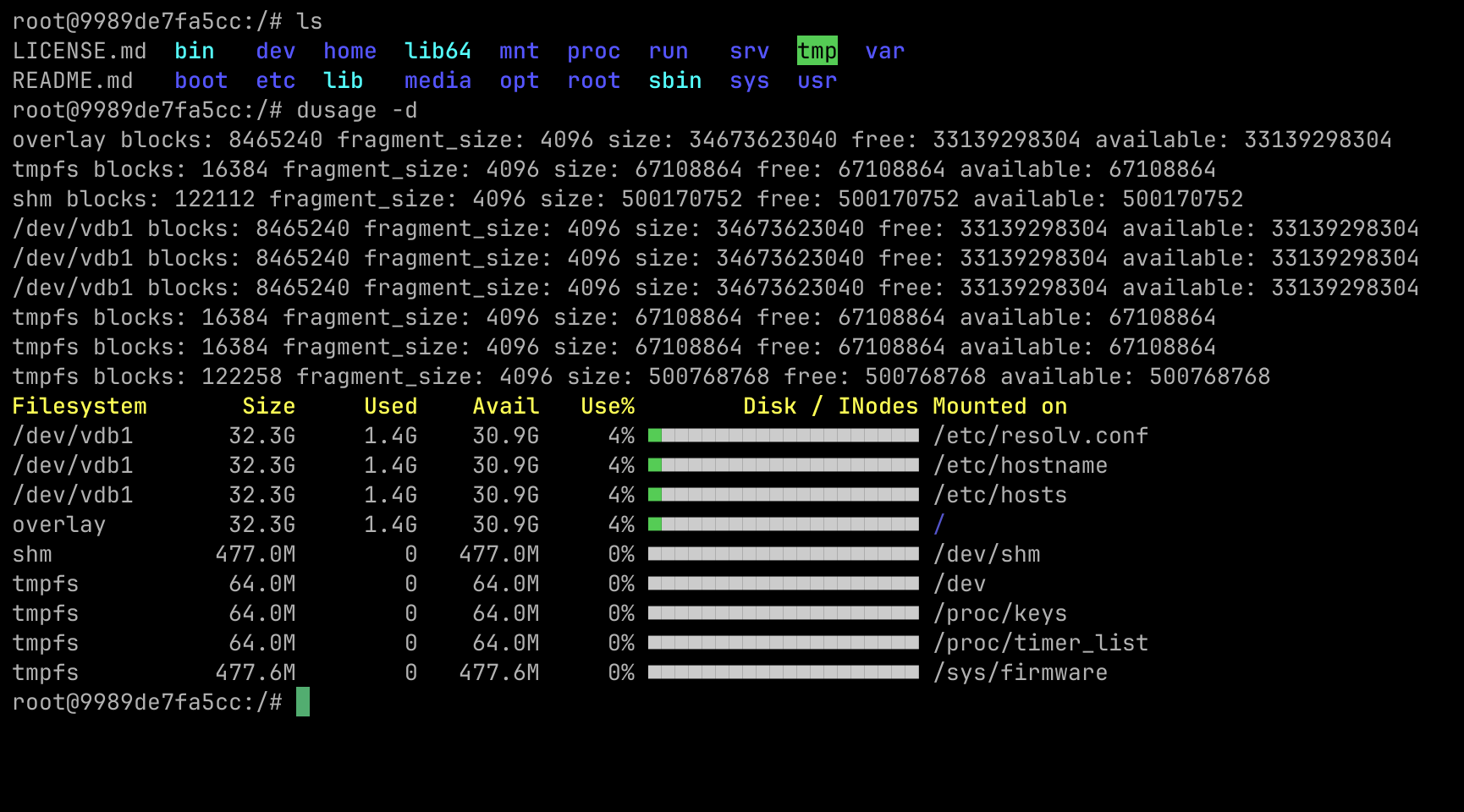 A command line disk usage information tool.