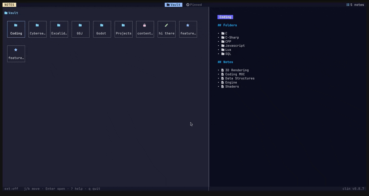 A TUI note management app inspired by Obsidian.