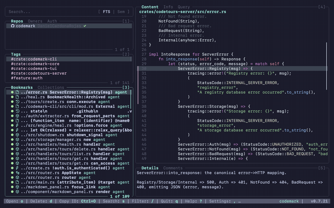codemark - Structural code bookmarks for humans and coding agents.