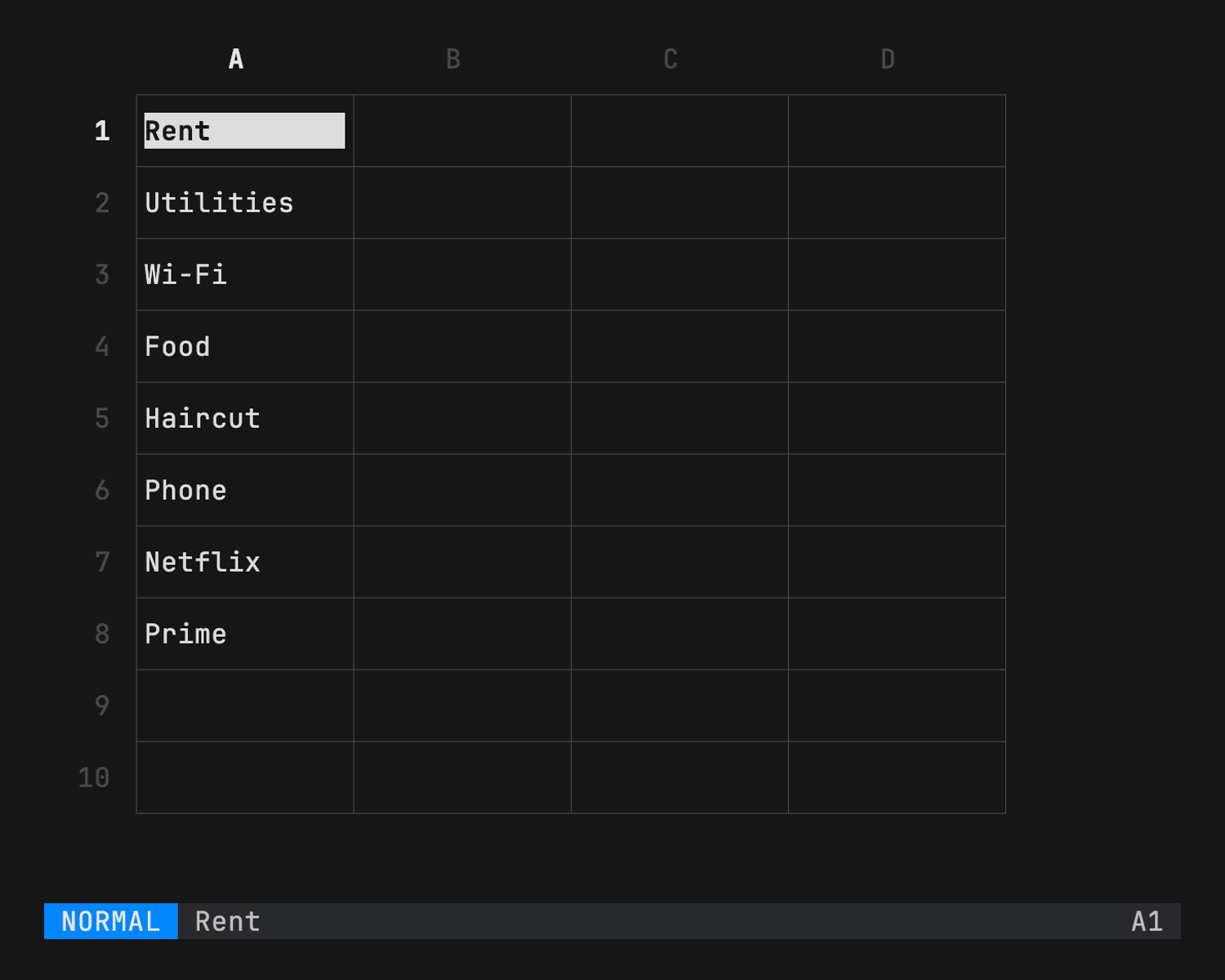 sheets - Minimal terminal based spreadsheet and CSV viewer.