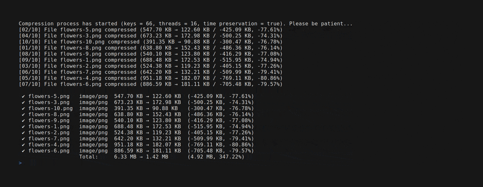 tinifier - A CLI tool for compressing images using the TinyPNG service.