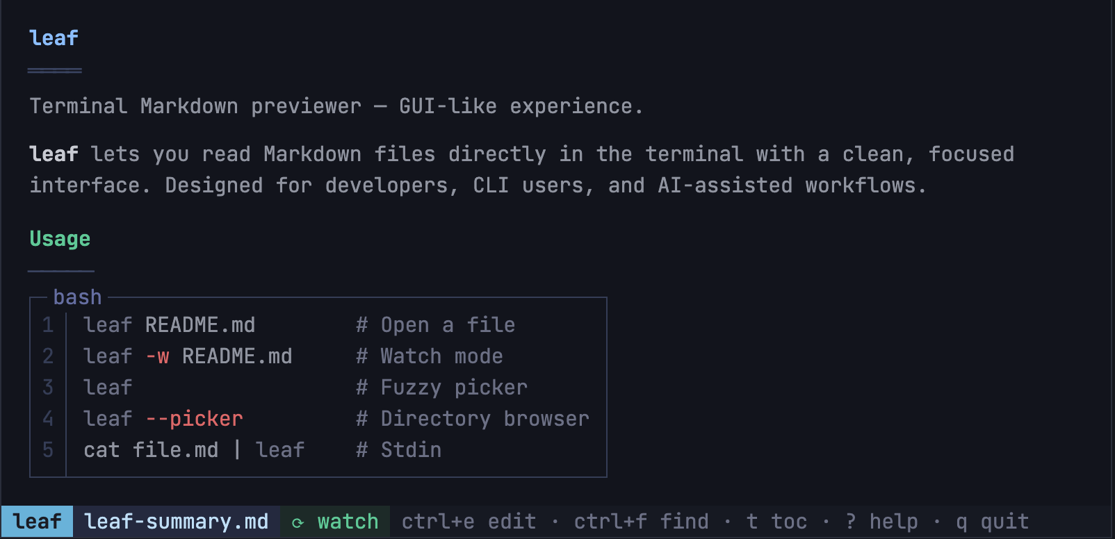 A terminal-based Markdown previewer with a GUI-like experience.