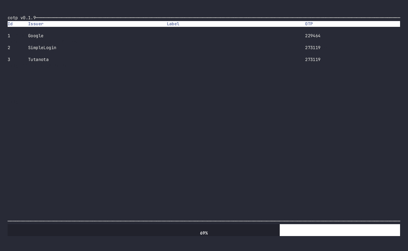 Cotp a totp hotp terminal authenticator tool 