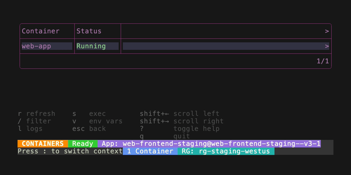 az-tui - A TUI for managing Azure Container Apps.
