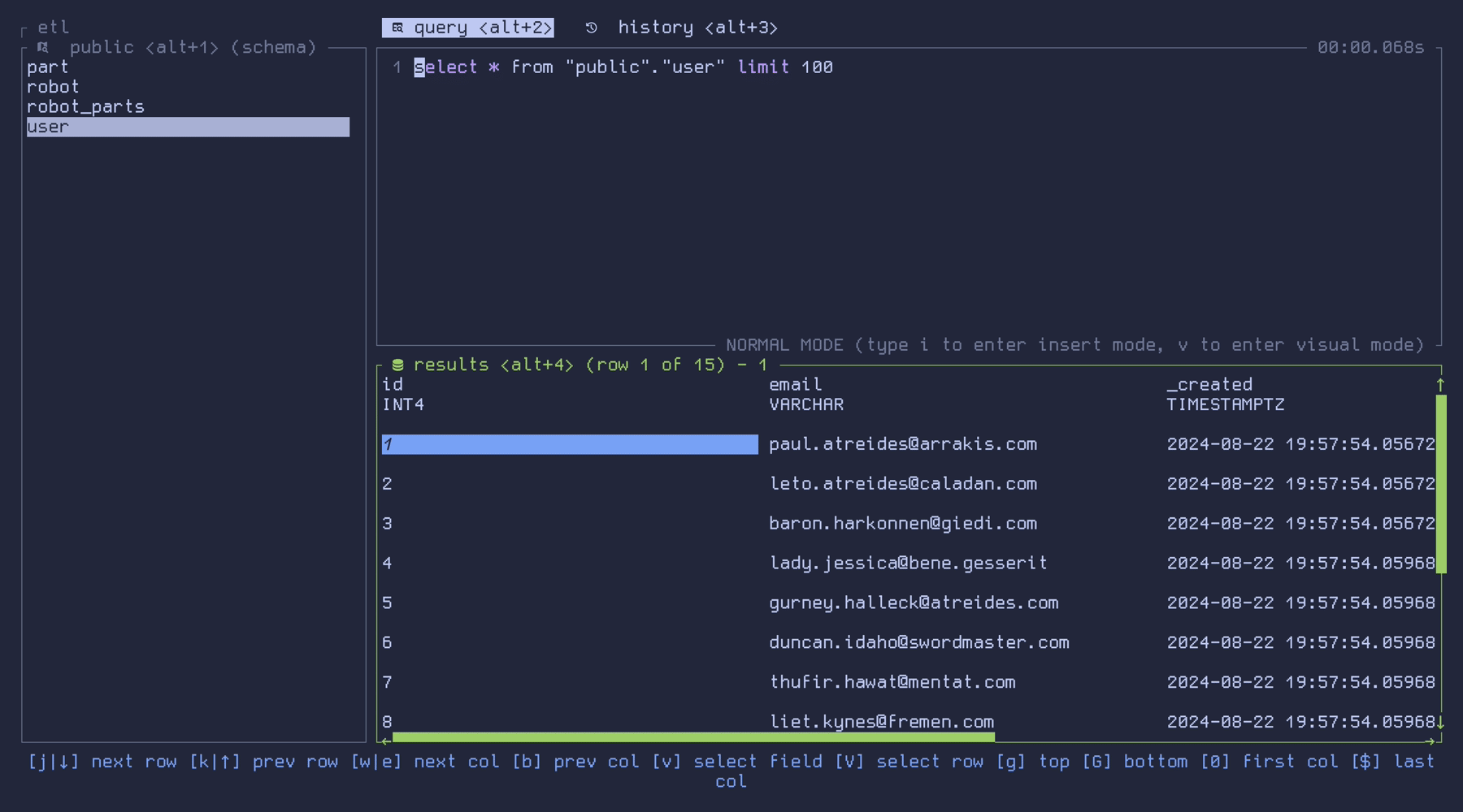 Rainfrog a database management tui for postgres 