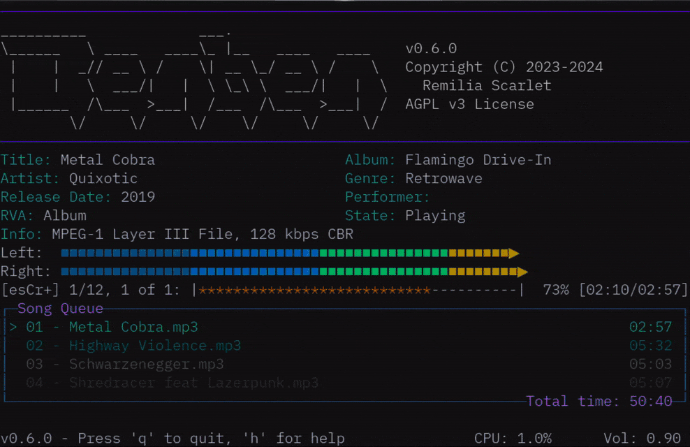 benben - A fast and efficient command line audio player and audio converter.